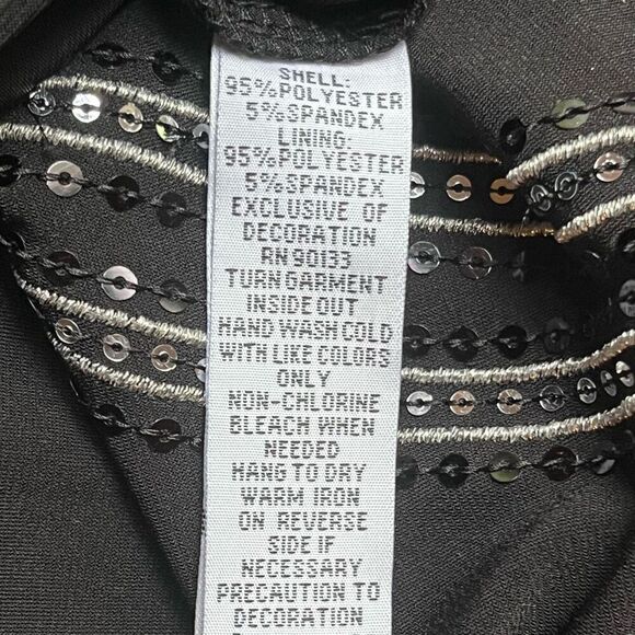 Bob Mackie Art Deco Black Short Sleeve Shift Dress Silver Sequins & Jewels Detai - Picture 5 of 5